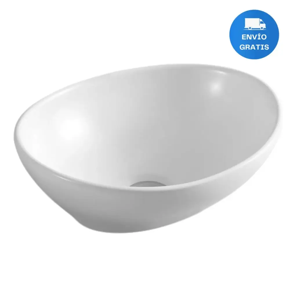 Bacha Loza De Apoyo Para Baño Lavatorio En Blanco