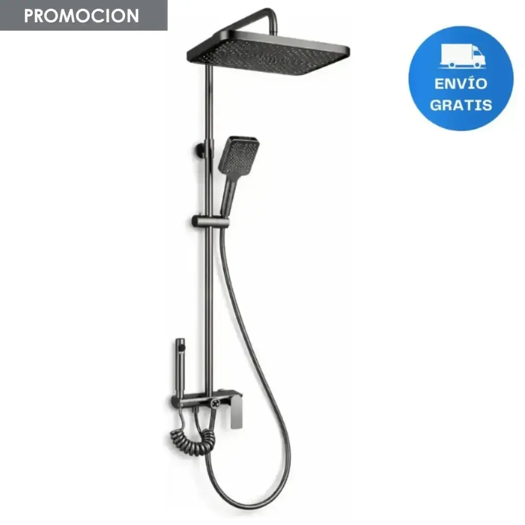 Barral Columna De Ducha Con Roseta Y Teléfono Acero Inox