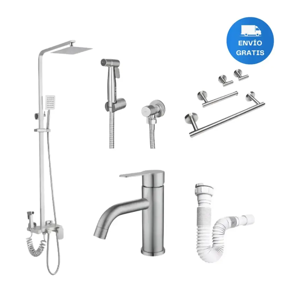 Combo De Griferia De Baño Satin Con Vàlvula De Regalo Acra  