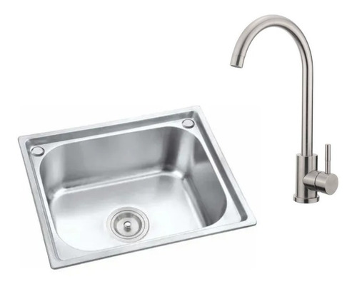 Combo Pileta Simple Sobreponer 48x35 Griferia Acra