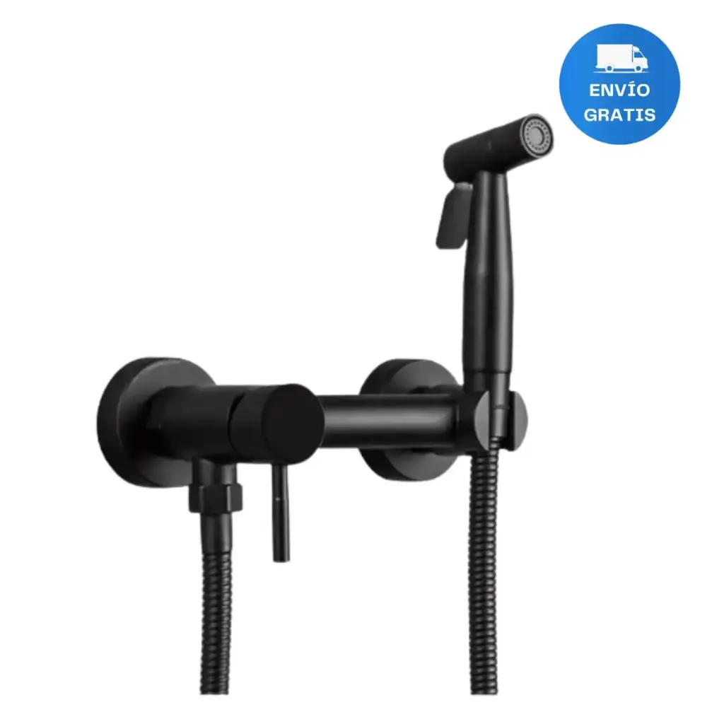 Ducha Higiénica 15cm Negro Mate Con Gatillo Y Flexible Acra
