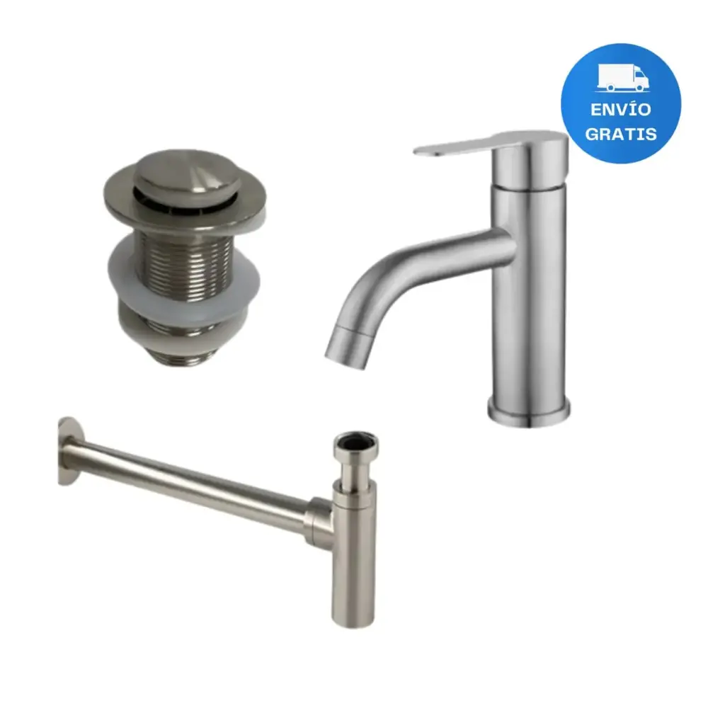 Grifería Moncoman Baño/cocina Satin Con Válvula Y Sifón Acra