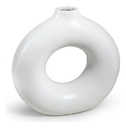 Jarrón Florero Cerámico Circular Color Blanco Mate Acra