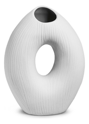 Jarrón Florero Cerámico Oval Pequeño Blanco Mate Acra