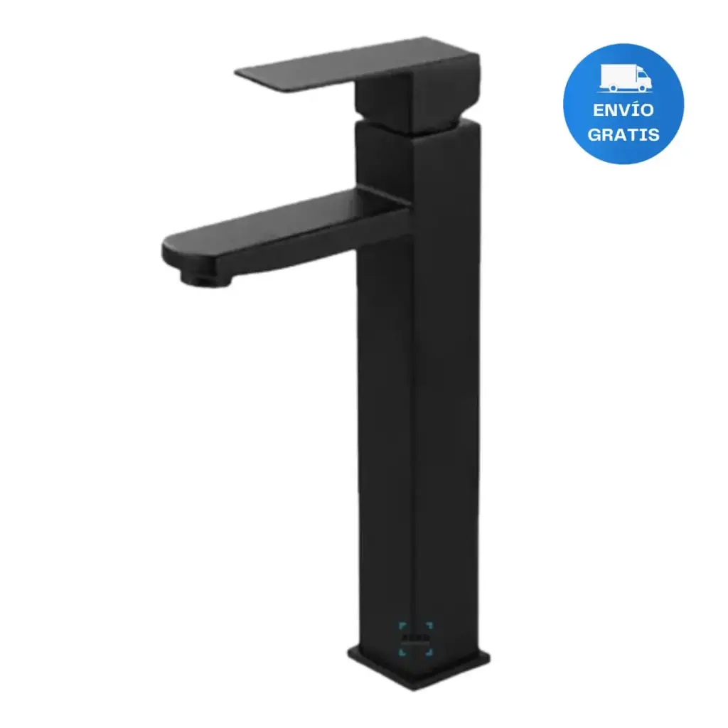Monocomando Canilla Grifo Baño Negro Mate Cuadrada Alta Acra