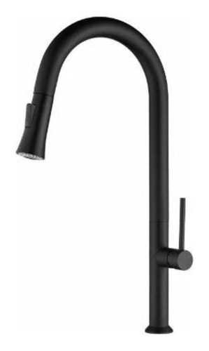 Monocomando Extensible De Cocina Negro Mate Acra