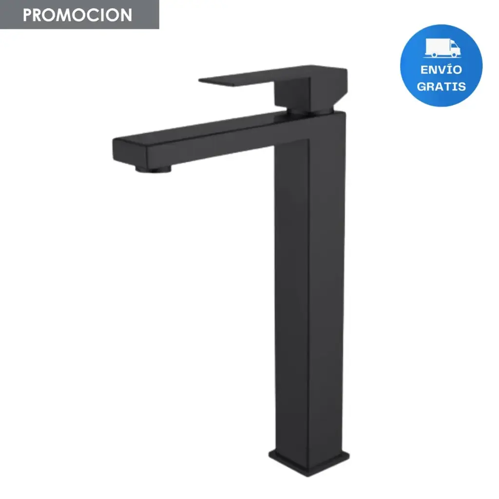 Monocomando, Griferia Lavatorio Pico Largo Negro Mate Acra