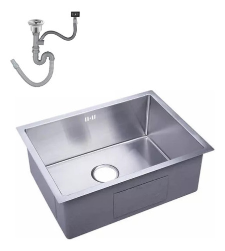 Pileta Acero 304 Cromada Cocina Recta + Válvula Acra