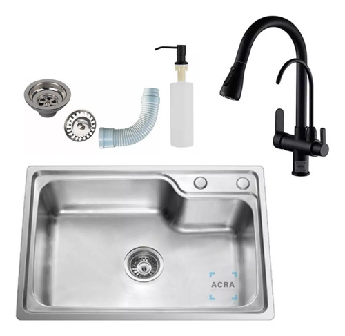 Pileta Simple 62x43 + Dispensador +grifería Para Filtro Acra