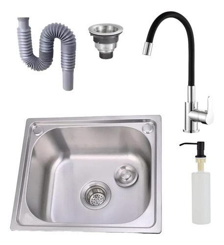 Pileta Simple Cocina Con Válvula, Canilla Y Dispensador Acra