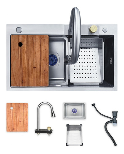 Pileta Simple De Sobreponer Con Grifería Y Accesorios Acra