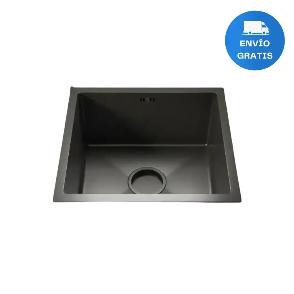 Pileta Simple Rectangular Negra Inoxidable 44x44x22 