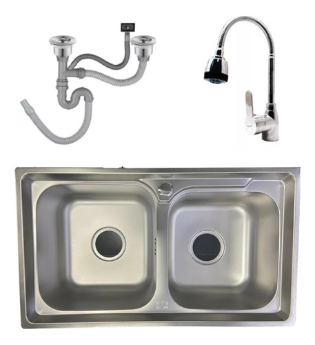 Pileta Y Media Cocina 68x39 + Válvulas +monocomando Acra