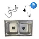 Pileta Y Media Cocina 68x39 + Válvulas +monocomando Acra