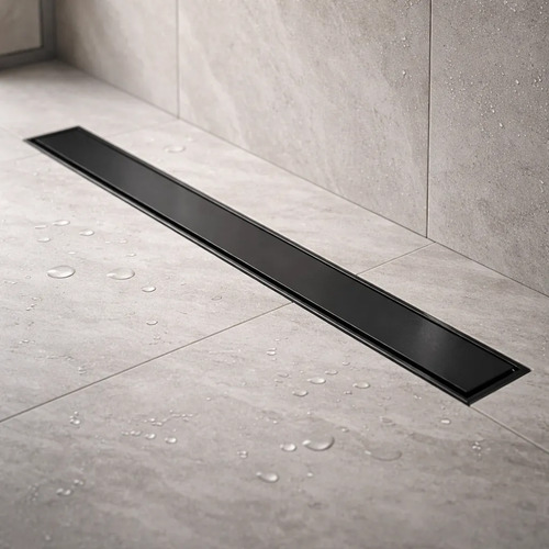 Rejilla Desagüe De Piso Lineal Lisa Negro 50 Cm Largo Selen.