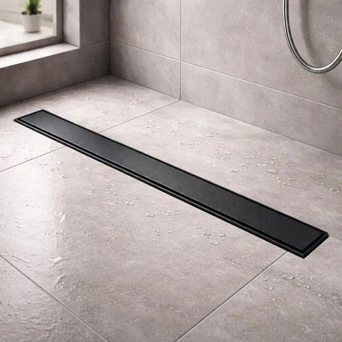 Rejilla Desagüe De Piso Lineal Lisa Negro 80 Cm Largo Selen