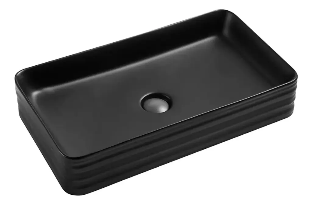 Bacha Pileta Rectangular De Apoyo Para Baño Negro Mate Acra
