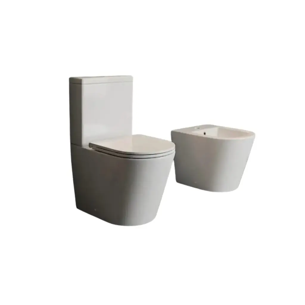 Juego Inodoro Con Mochila Y Tapa + Bidet New Sevilla Acra