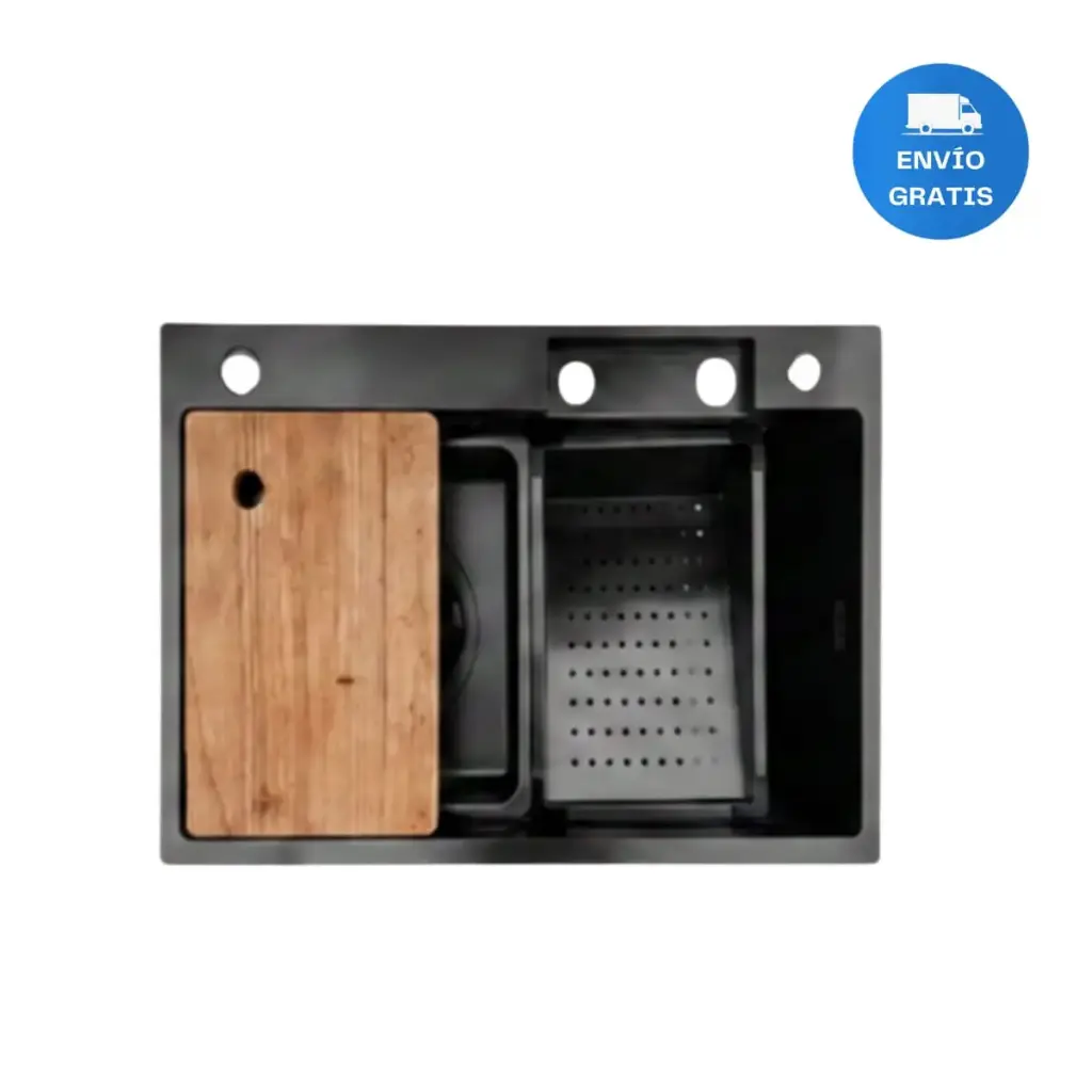 Pileta Cocina Multifunción Negra Completa Acra