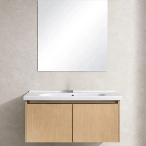 Mueble Aéreo Para Baño Con Bacha Y Espejo Alvar Beige Acra