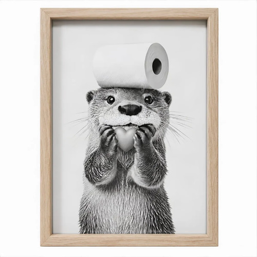 Cuadro Decorativo Para Baño Nutria Con Papel Higiénico Acra