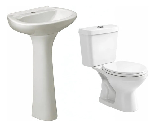 Juego Inodoro Con Mochila + Lavatorio Pedestal Roma Acra
