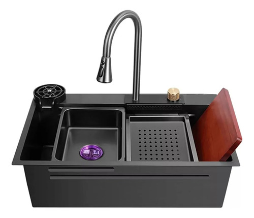 [MLU738013040] Pileta Multifuncion Completa Acero Inoxidable Negra Acra