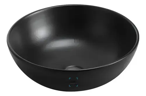 [MLU473813141] Bacha Cuba Lavabo De Apoyo Loza Negro Mate Redonda 40 Acra