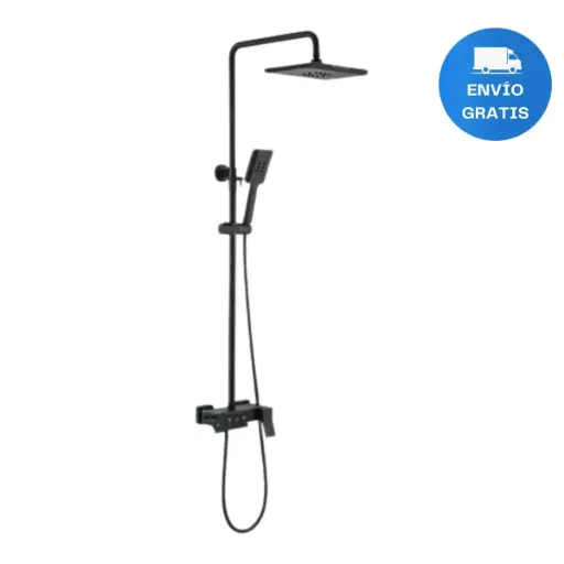 [MLU602067252] Barral/columna De Ducha/baño En Negro Mate Con Botones Acra