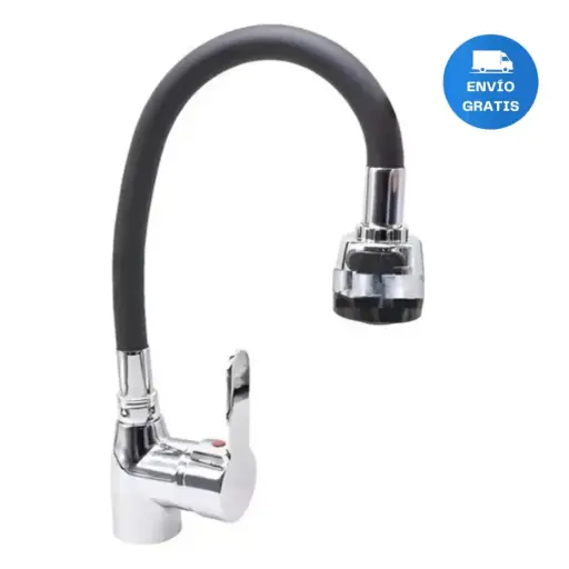 [MLU608702575] Canilla/grifería De Mesada Pico Flexible Negro+puntero Acra