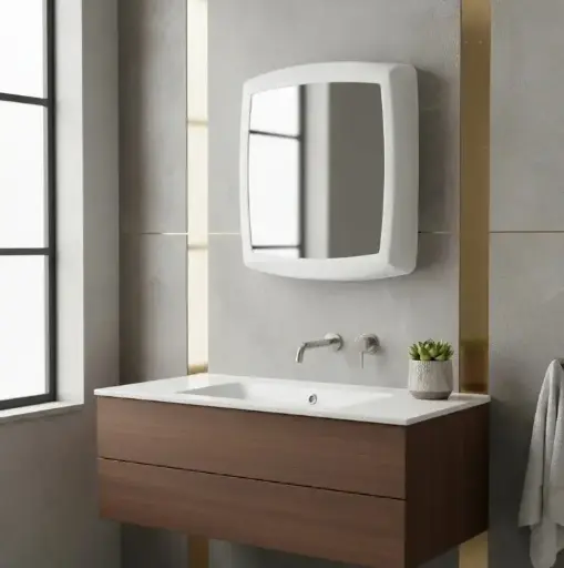 [MLU481183496] Espejo Y Botiquín En Pvc Para Baño 35x38x10cm Economico Acra