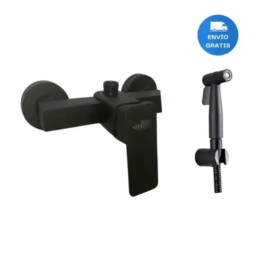 [MLU670687568] Griferia Ducha Higienica 15 Cm Wico Rimontti Negro Mate Acra