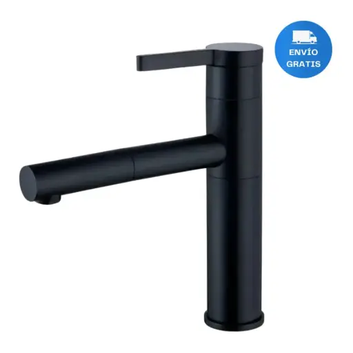 [MLU635365821] Grifería Canilla En Negro Baño Con Pico Giratorio Acra 