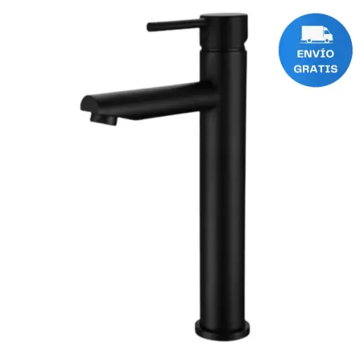 [MLU628602325] Grifería Monocomando Baño Lavabo En Negro Mate Alta Acra 