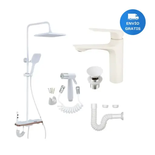 [MLU884411572] Grifería Selen Pared Para Baño Blanco