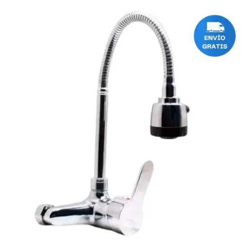 [MLU629130227] Grifo Canilla Monocomando Pared Pico Flexible 15 Cm Acra 
