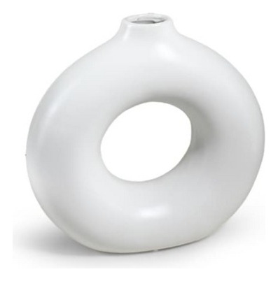 [MLU679590824] Jarrón Florero Cerámico Circular Color Blanco Mate Acra