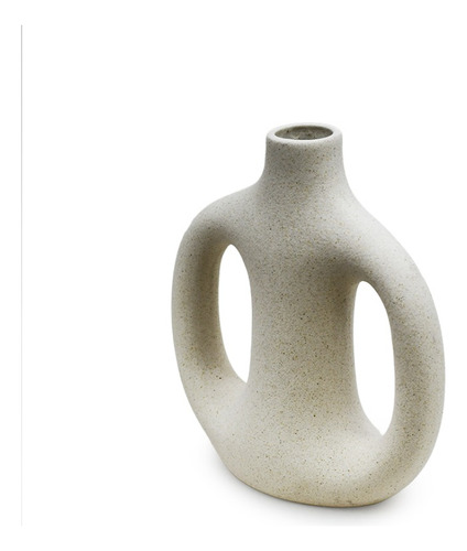 [MLU679590872] Jarrón Florero Cerámico Con Azas Color Arena Acra