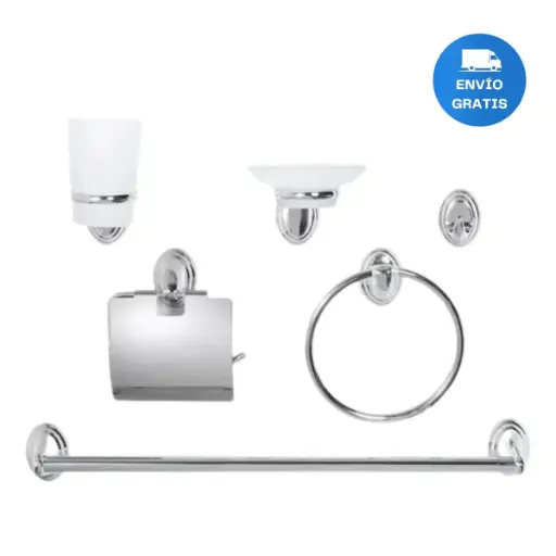 [MLU480392800] Kit Accesorios Para Baño 8 Piezas De Metal Acra