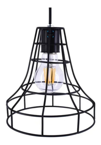 Lampara De Techo Colgante Campana Jaula En Negro Mate Acra
