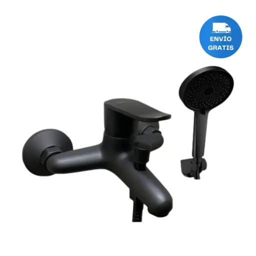 [MLU634627231] Monocomando Griferia Canilla De Ducha Baño Negro Mate Acra