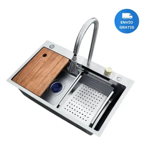 [MLU974550038] Pileta Cocina Bacha Multifunción Acero Inox Completa Cromo