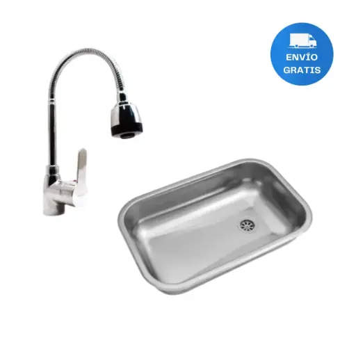 [MLU604469832] Pileta Cocina Johnson Simple Con Griferia Flexible Acra