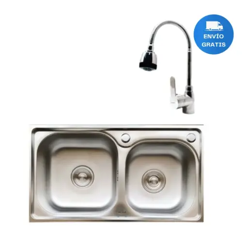 [MLU475747582] Pileta Cocina Sobreponer C/monocomando, Válvula Y Sifón Acra