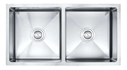 [MLU620368360] Pileta Doble Acero 304 Cocina Cromada Recta + Válvulas Acra