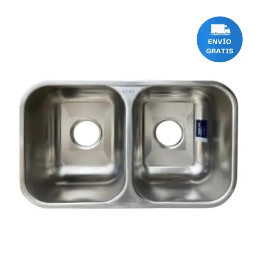 [MLU478966948] Pileta Doble Acero Inox Johnson Embutir Pegar 59x34x18 Acra 