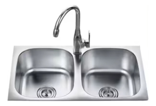 [MLU471933920] Pileta Doble Acero Inoxidable 70x37x20 + Válvula Acra