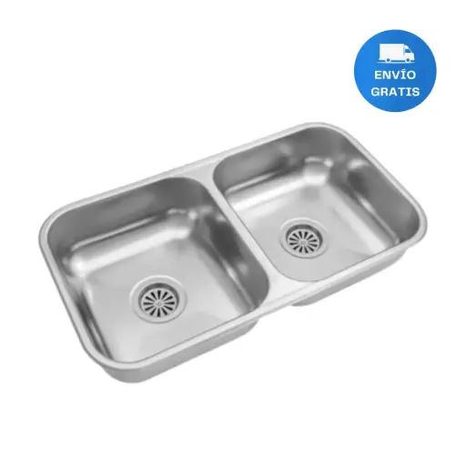 [MLU605354906] Pileta Doble Johnson 70x37x15 Acero Inoxidable 304 Acra