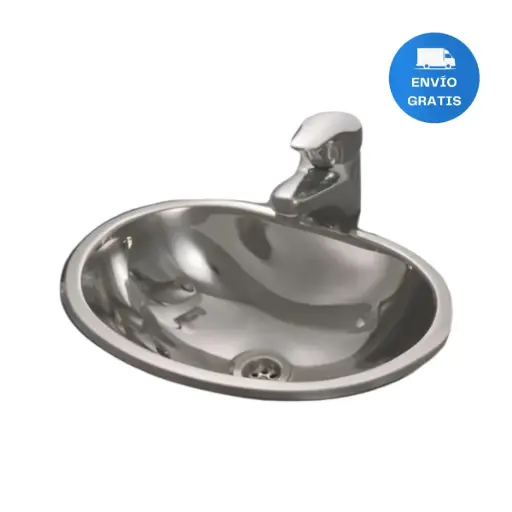 [MLU605756811] Pileta Johnson Ovalada Sobreponer Acero 304 33x24x13 Acra