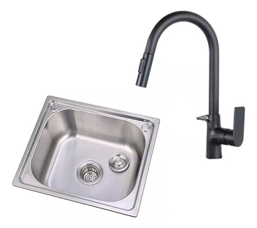 [MLU639238065] Pileta Simple + Grifería Extensible Y Jabonera Regalo Acra